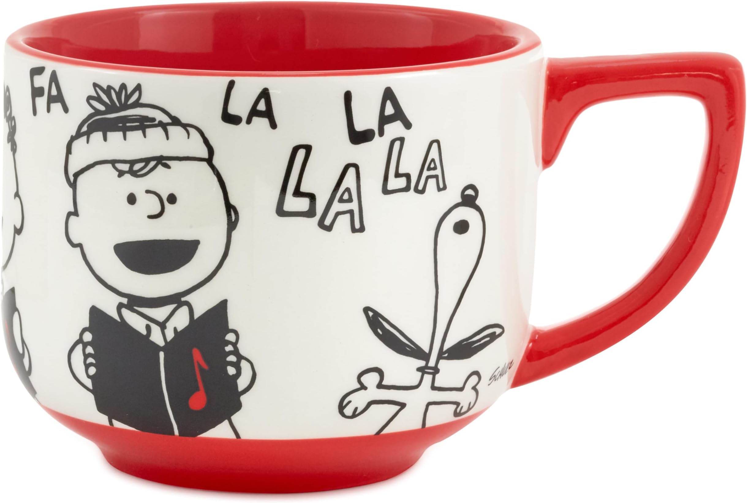 Hallmark Peanuts Black and Red Ceramic Mug, 25 oz (Christmas Carols) Gift for Fans, Collectors
