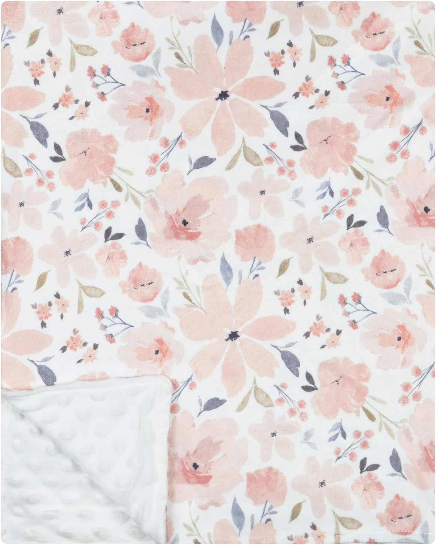 Couverture Bébé SL Home Fashions - Rose à Points Minky, éléphant, Avec Oreiller