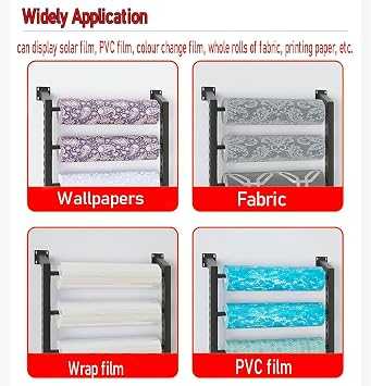 Wall-Mounted Vinyl Storage, Commercial Fabric Roll Metal Storage Rack with Adjustable Hanging Rod, Multi-Use Storage Rack for Linen Rolls, Fabric Rolls, Texture Rolls and Wallpaper ( Can hang 8 rolls)