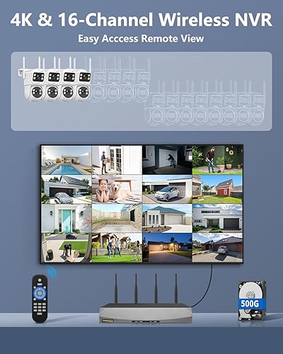 Miniatura 9 de OOSSXX (Audio de 2 vías y seguimiento automático) Cámara PTZ de doble lente de 2.5K con lente dual, cámaras de seguridad inalámbricas al aire libre,
