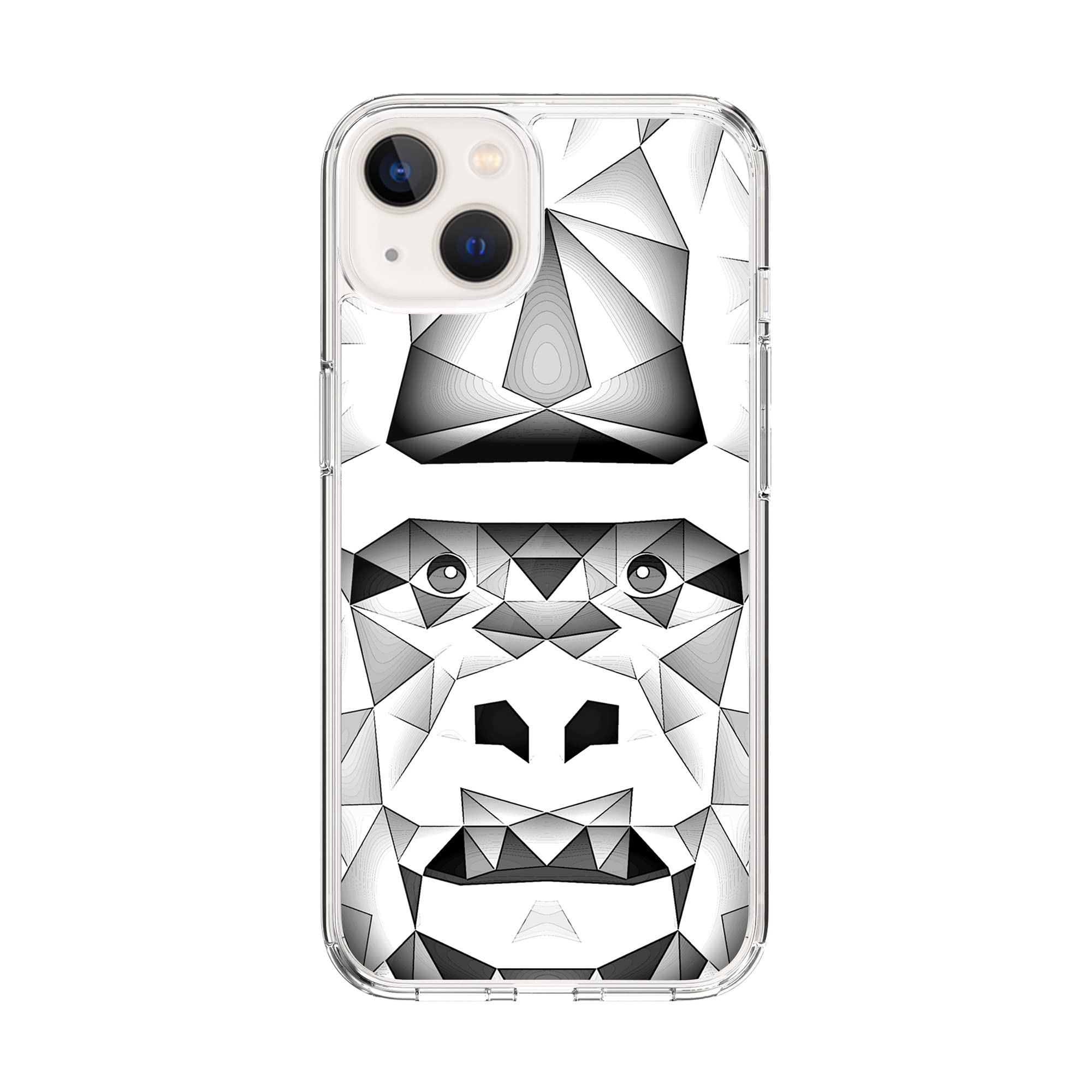 StylizeddClassic Clear Compatible With iPhone 15, Hybrid Soft Case Flexible Edges Anti Drop TPU PC Gel Thin Transparent Cover [ Designed for iPhone 15 ] - Poly Ape Full Print