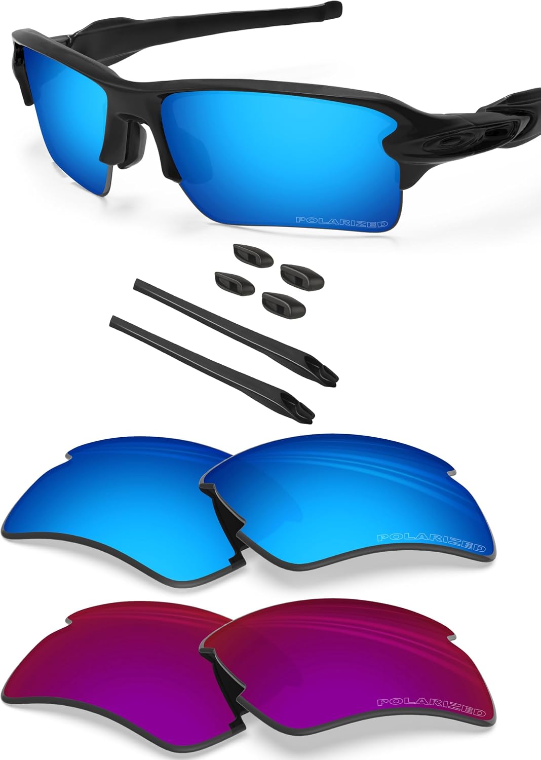 BLAZERBUCK 2 Pairs Anti Salt Replacement Lenses for Oakley Flak 2.0 XL Sunglass Polarized
