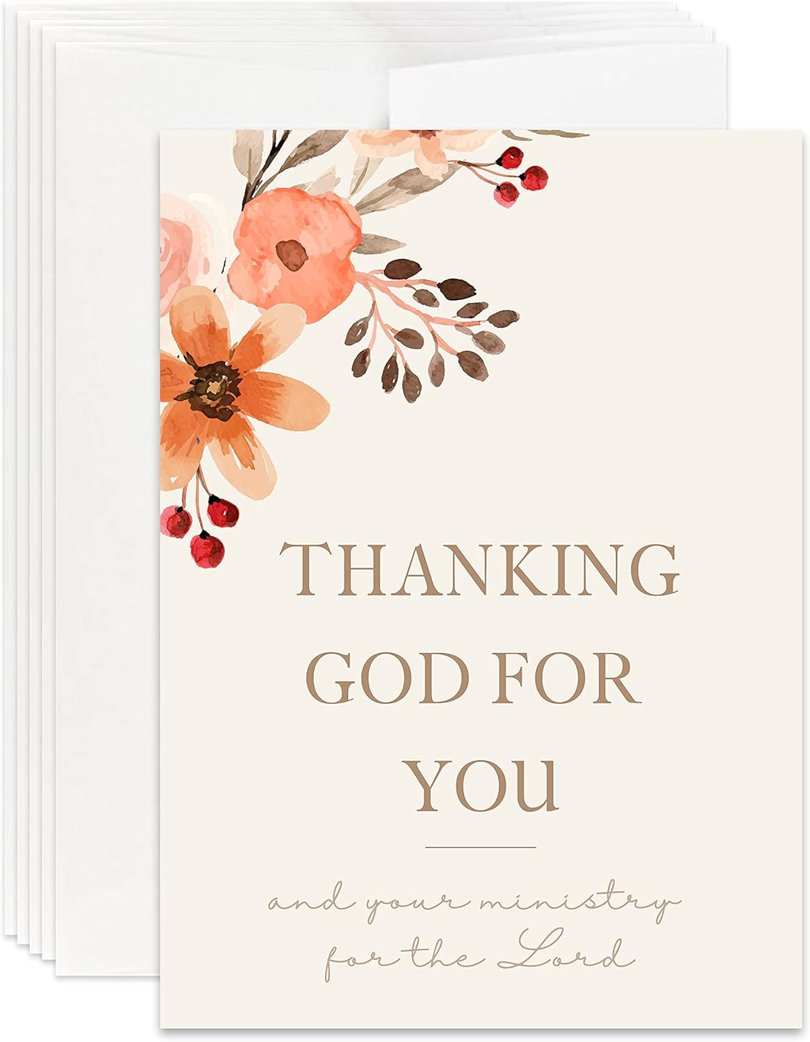 Simply Uncaged Christian Gifts Ministry Appreciation Card 5x7Inch for Pastor, Minister, Church Staff, Volunteers, Ministry Appreciation Gift Card for Ministers (Pack of 12)