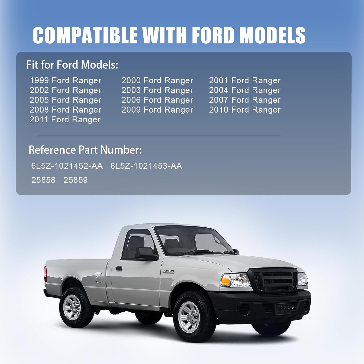 Window Trim Molding for Ford Ranger 1999-2011,Front Outer Door Weatherstrip Rubber Seal Belt, Replacement 6L5Z-1021452-AA, 6L5Z-1021453-AA