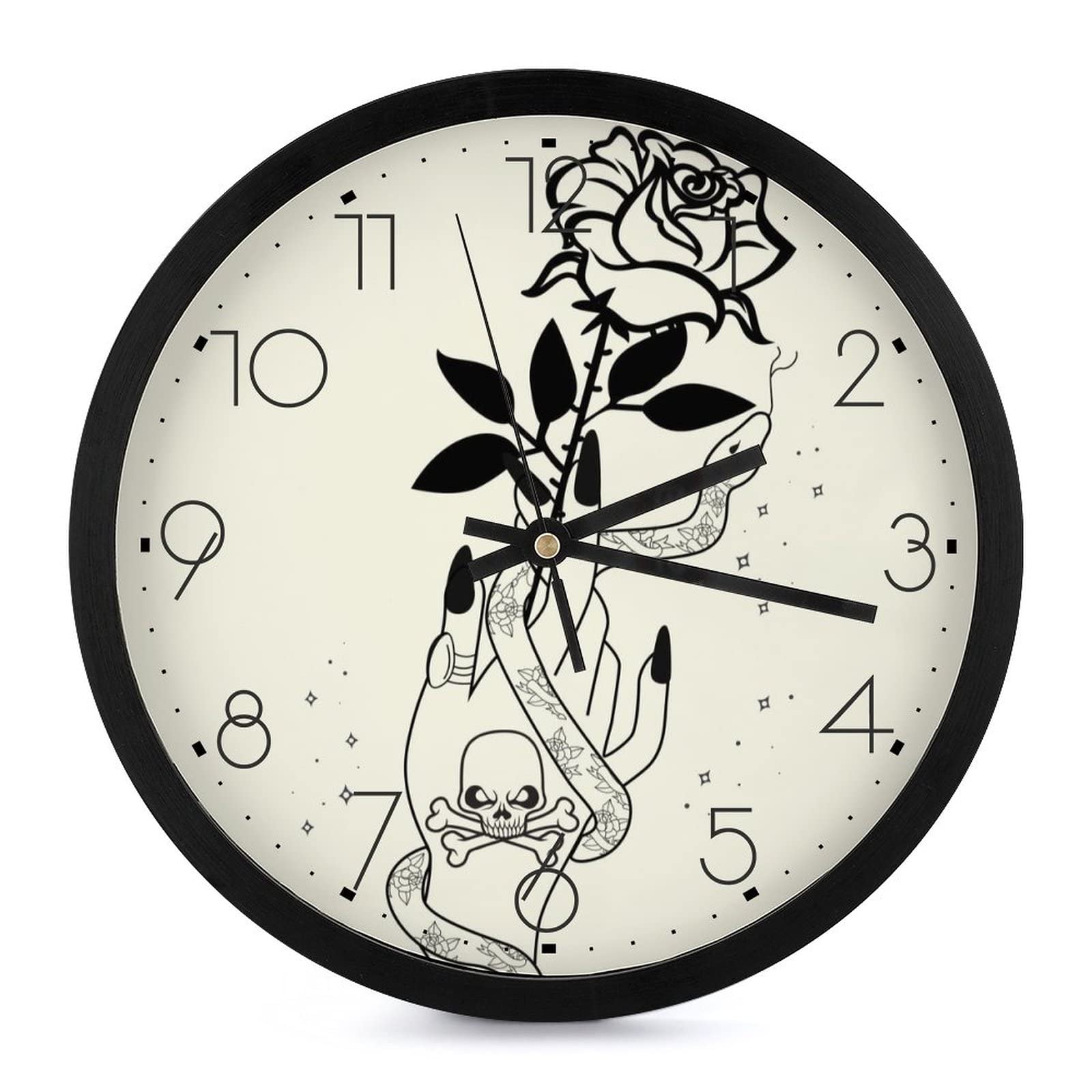 Horloge murale rose dans la main grands chiffres salon ronde