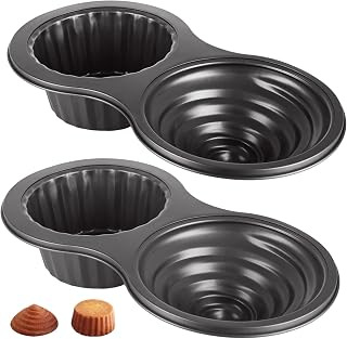 2 PCS 3D Giant Cupcake Pan Carbon Steel Giant Cupcake Mold for Baking Jumbo Cupcake Pans 3D Jumbo Muffin Pan for DIY Cake, Bread, Muffin (15.3" x 8.1" x 3.2")