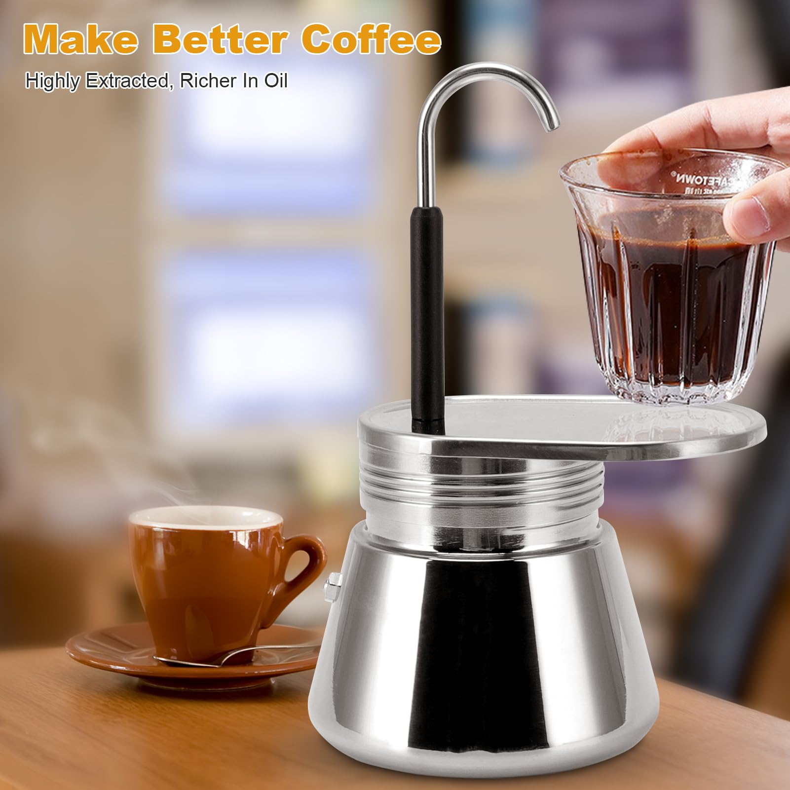 Moka - Olla de aluminio Moka, cafetera Moka, estufa Moka, cafetera italiana, cafetera para estufa, cafetera espresso para café fuerte con sabor