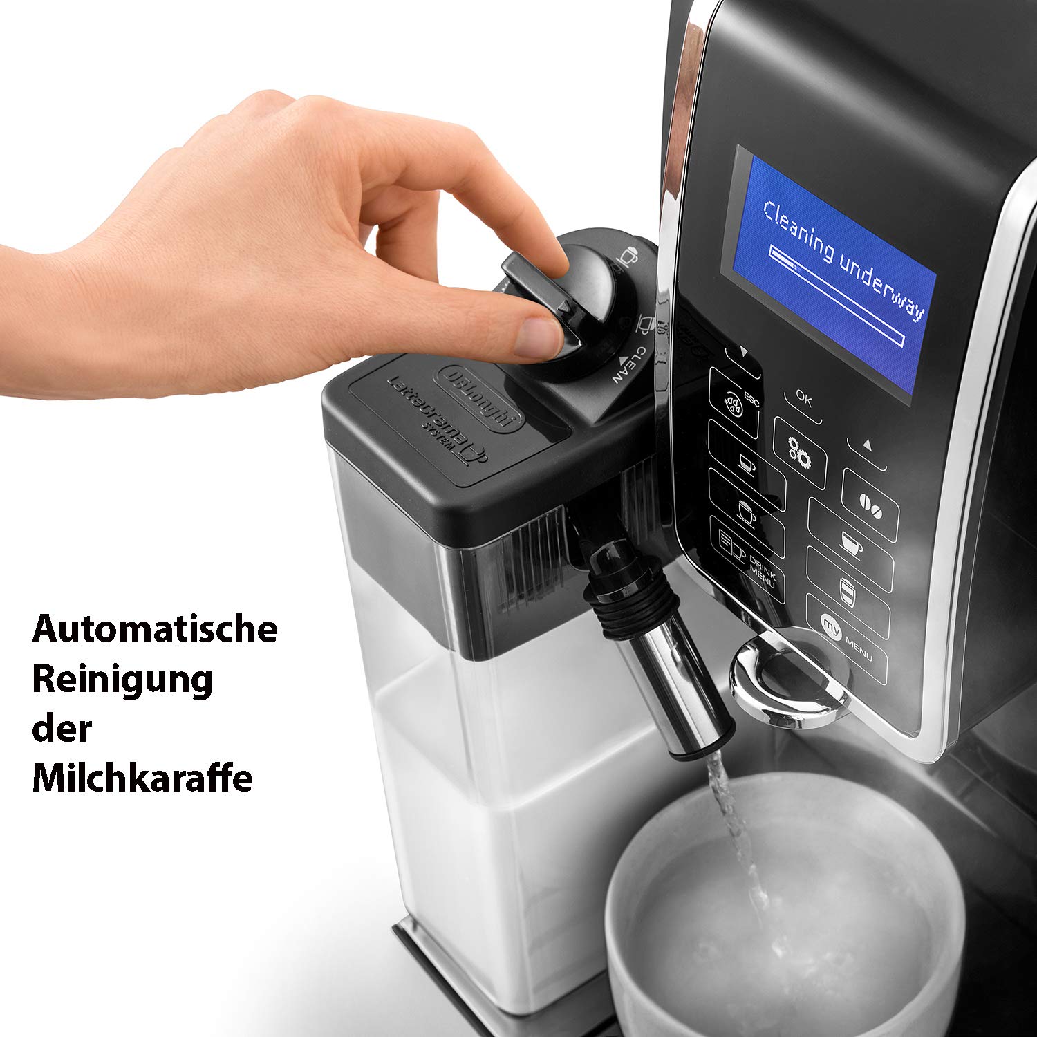 De'Longhi Dinamica ECAM 350.55.B Kaffeevollautomat mit LatteCrema, 1,8 l Wassertank, Schwarz