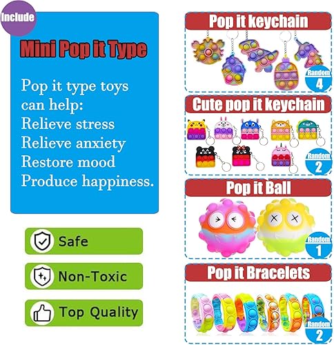 Miniatura 3 de 112 juguetes Pop Party Favors para niños, juguetes antiestrés de primera calidad para niños de todas las edades, surtido de rellenos de piñata,