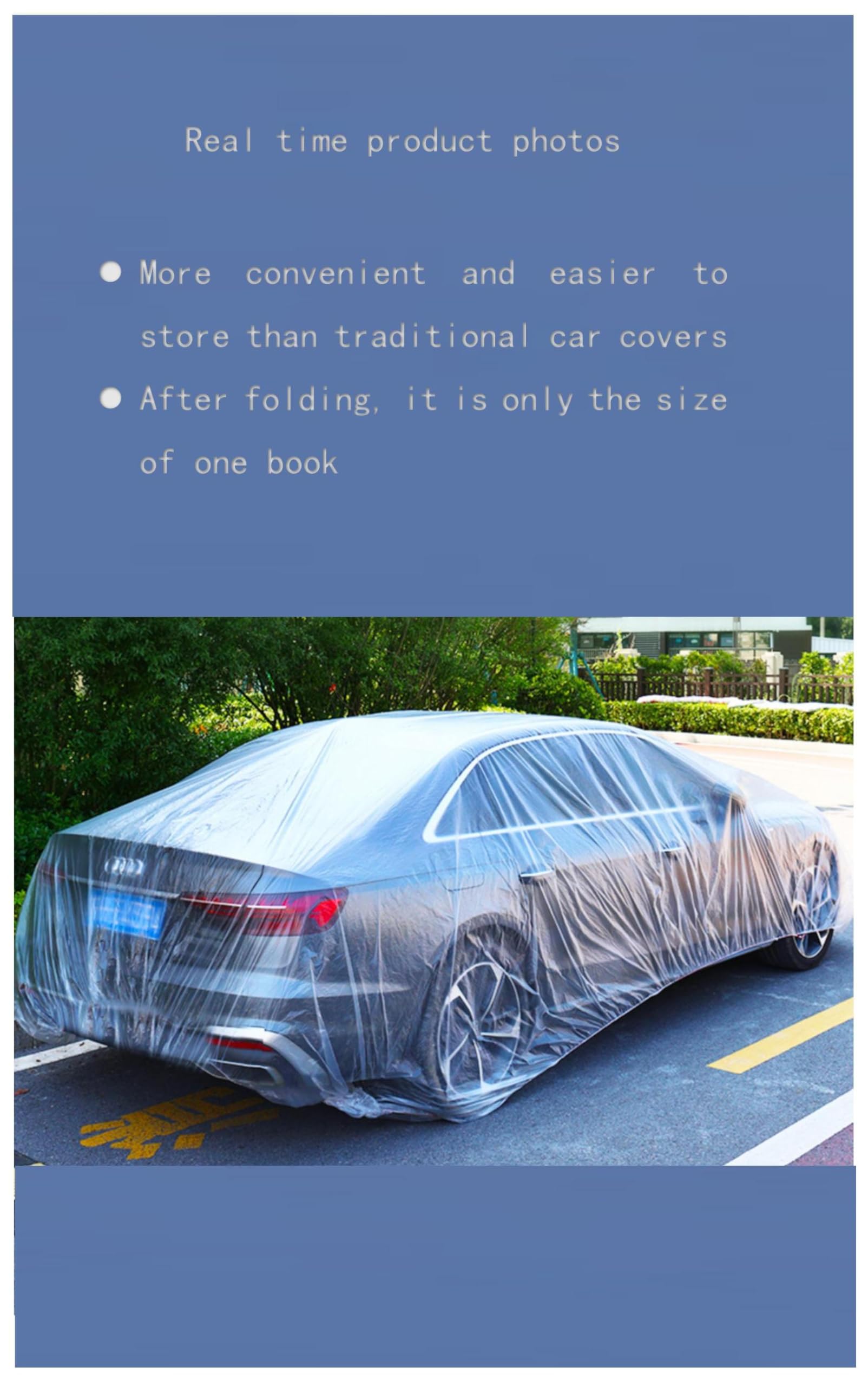 Disposable Car Covers Waterproof Dust Protection for Vehicles Fits Most Sedans SUVs L 12-23 ft - Transparent Plastic — view 6