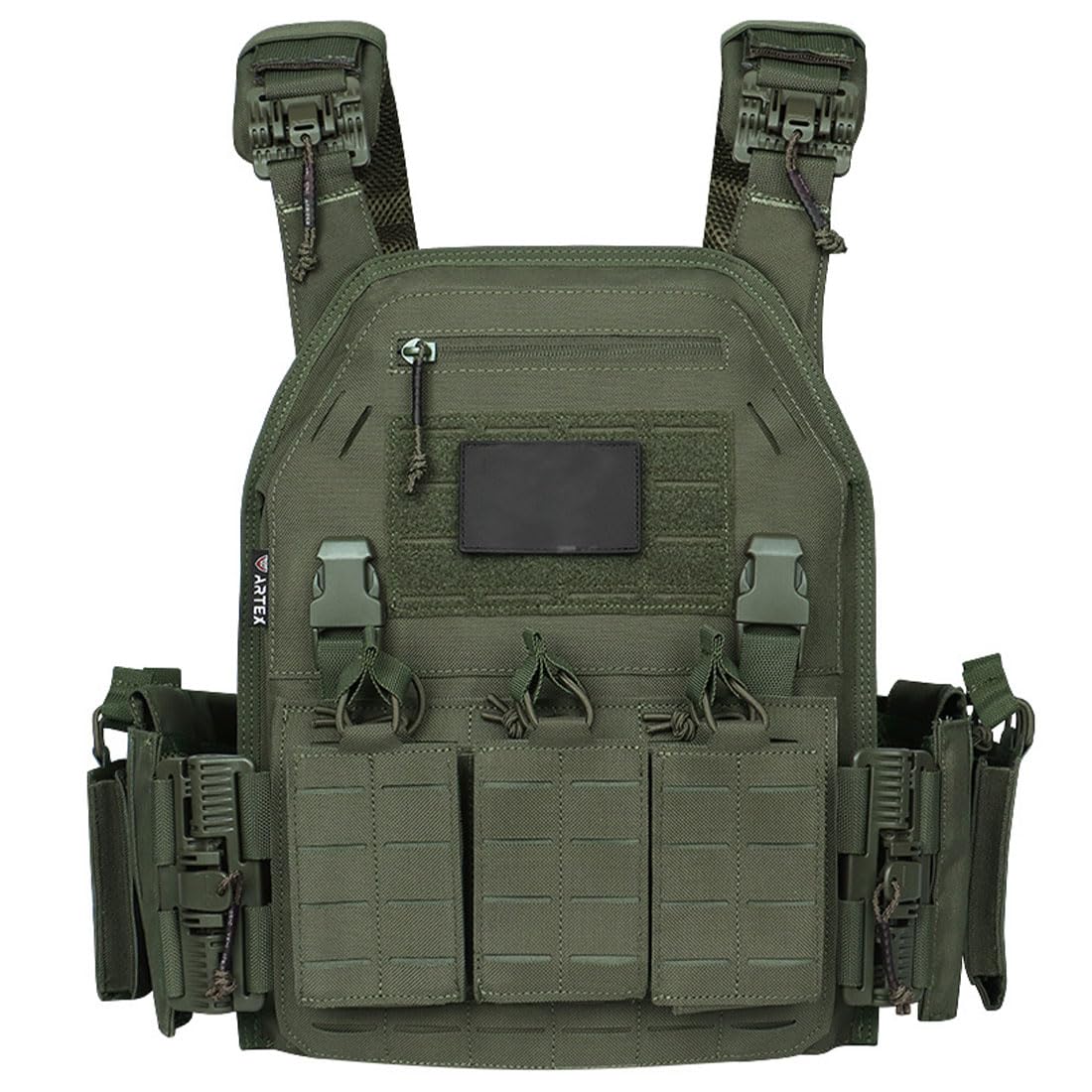 Mious MOLLE Tactical Vest for Adults, Adjustable Lightweight Quick-Release Vest Multi-Functional CS Games Combat Training Gear for Military Enthusiasts, Outdoor Tactical Gear (Green)