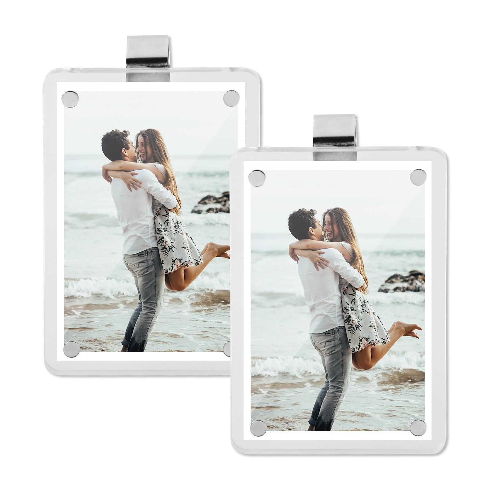 Tinoaly 2pcs Car Sun Visor Photo Holders, Acrylic Magnetic Design Photo Car Visor Clip Car Sun Picture Frame Car Photo Display Accessories for Most Car Visors(Transparent)