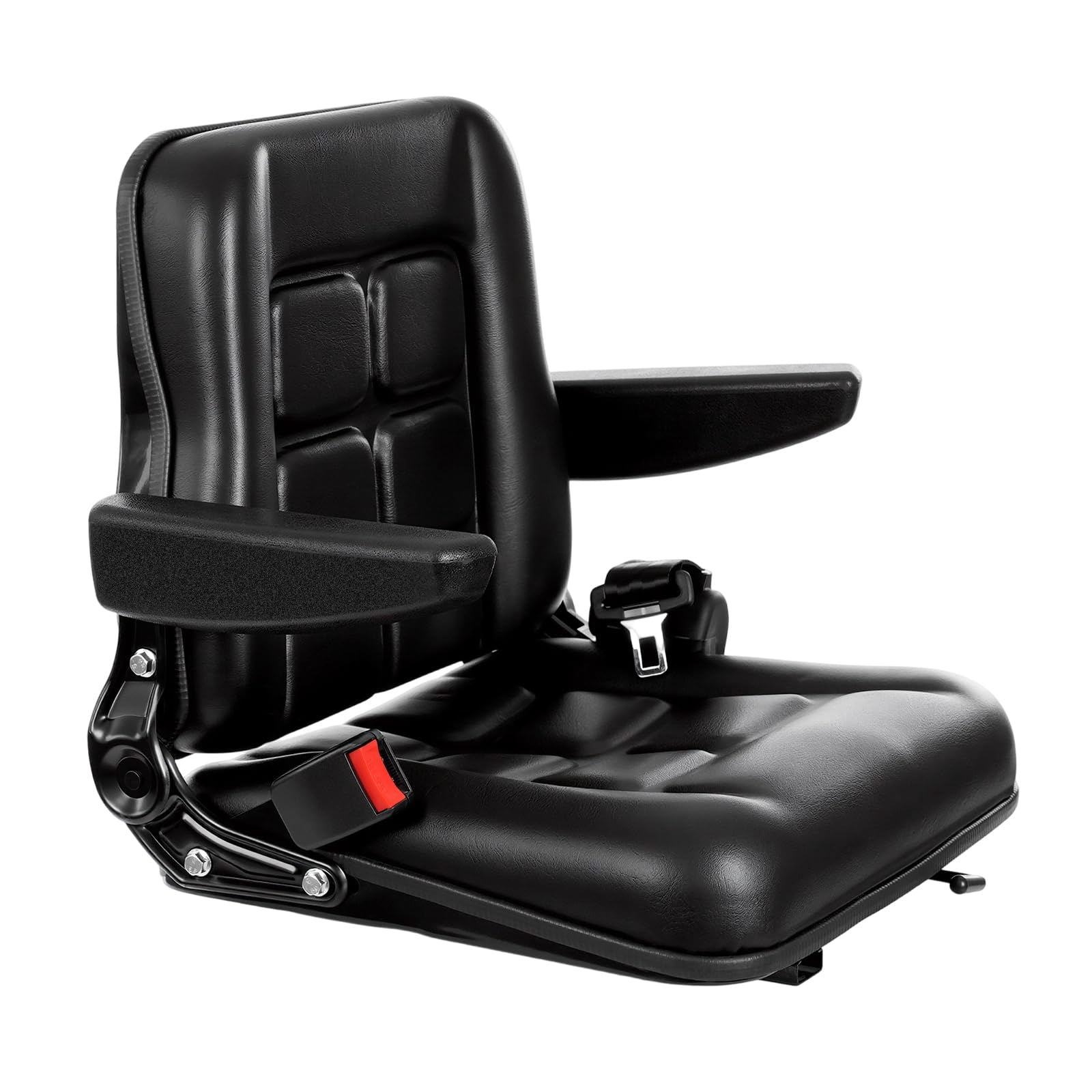 Seggiolino per tosaerba, universale per carrello elevatore, sedile per trattore con schienale regolabile 35-180° e braccioli 0-90°, cintura di sicurezza, per escavatore, skidloader, escavatore