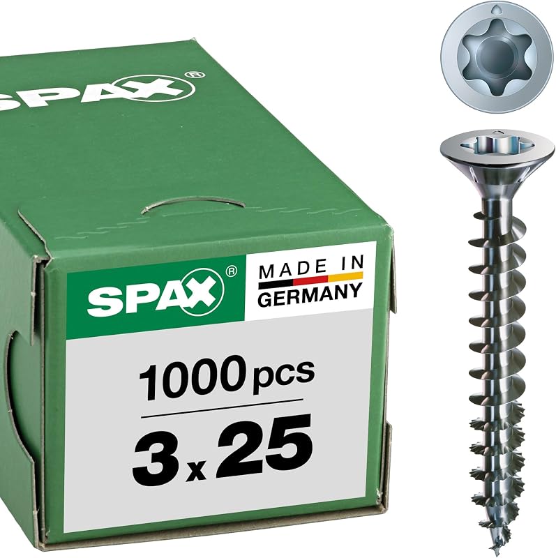 Spax 4CUT 1191010350155 Universal Screw, Countersunk T-Star Plus Fully Threaded, Galvanised Blank A2J, 1191010300255