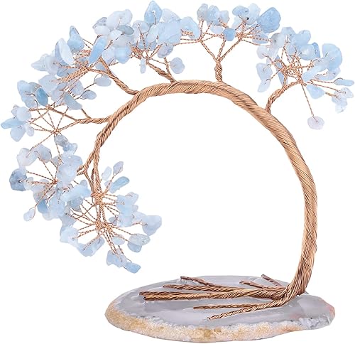 Miniatura 6 de rockcloud Árbol de dinero de cristal hecho a mano de 3 a 4 pulgadas con base de ágata rodada de piedras rodadas Feng Shui Bonsái Bonsái Decoración