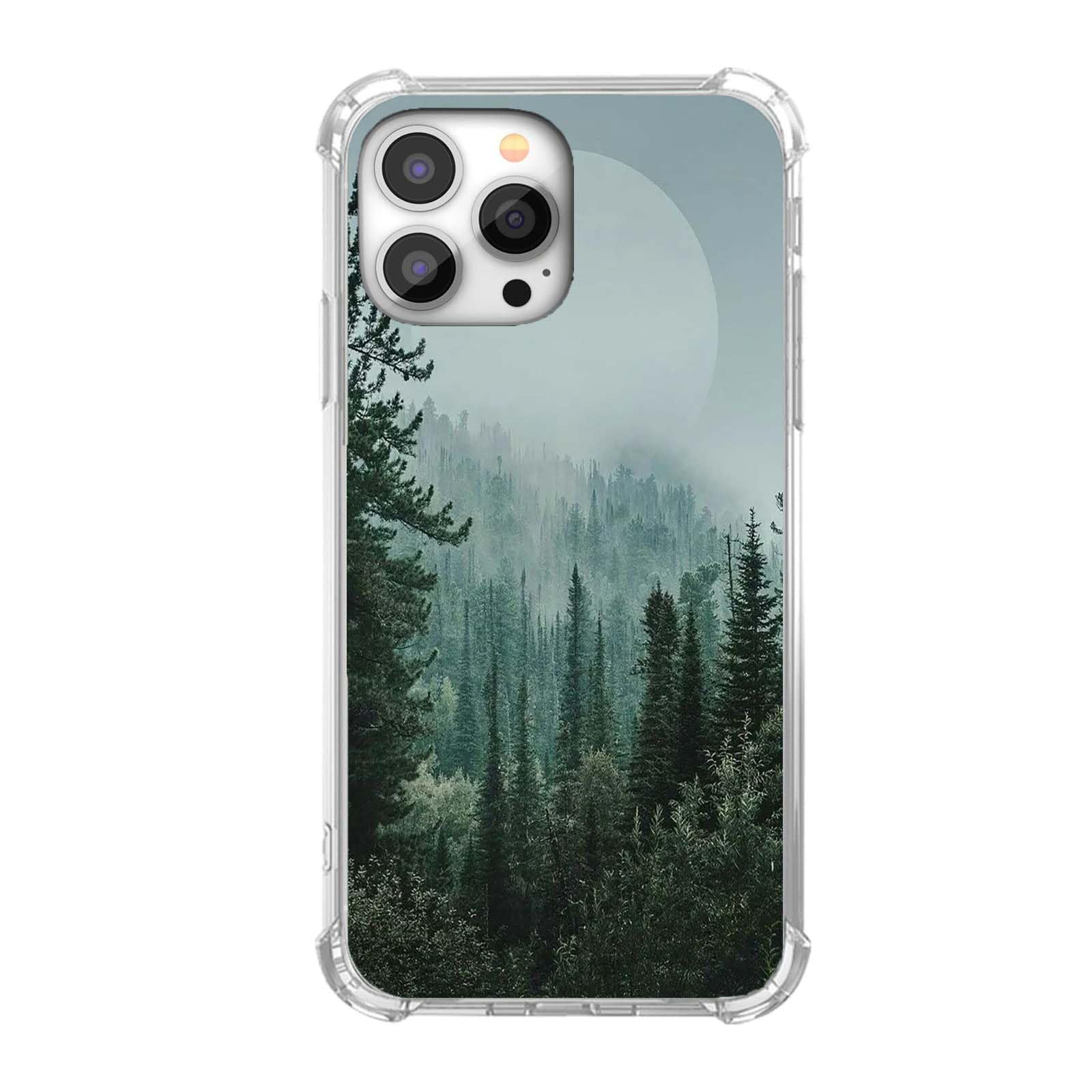 AOSSXIN Woods Forest Landscape Phone Case Compatible with iPhone 13 Pro,Mist Mountain Sunrise Sunset Pattern,Soft TPU Shockproof Case for iPhone 13
