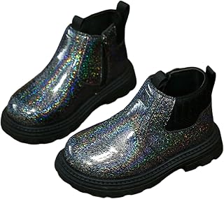 Mädchen Winterschuhe Winterschuhewarme mit Plateau Profilsohle und Seitlichem Reißverschluss Gefütterte Stiefel Bequeme Gummistiefel Stilvolle Lederstiefeletten für Mädchen Eu 21-32