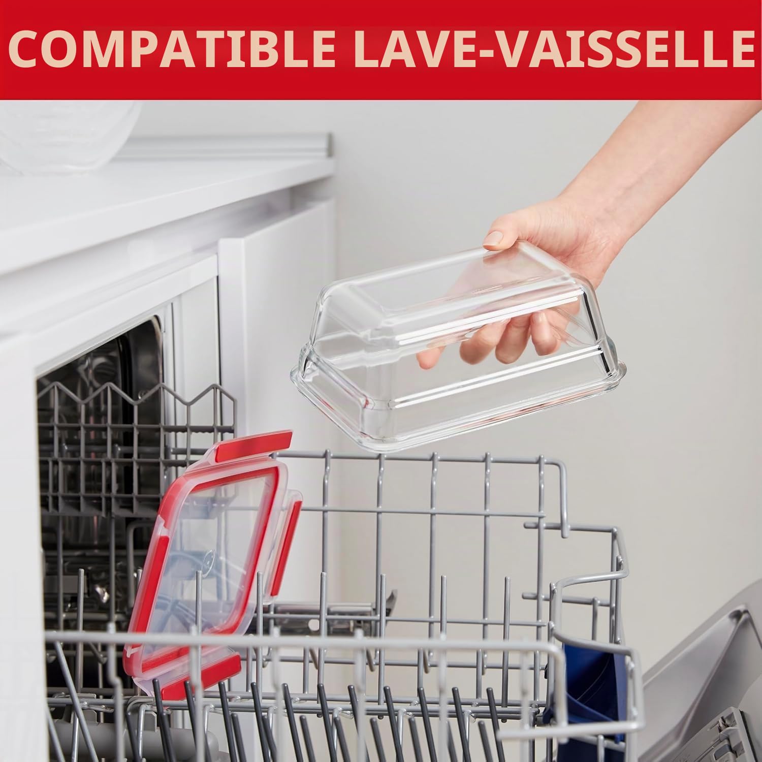 Tefal Masterseal Fresh Boîte alimentaire rectangulaire 3 L en verre, Transparent, Conservation des aliments, Empilable, hermétique, Compatible four et congélateur N1041210