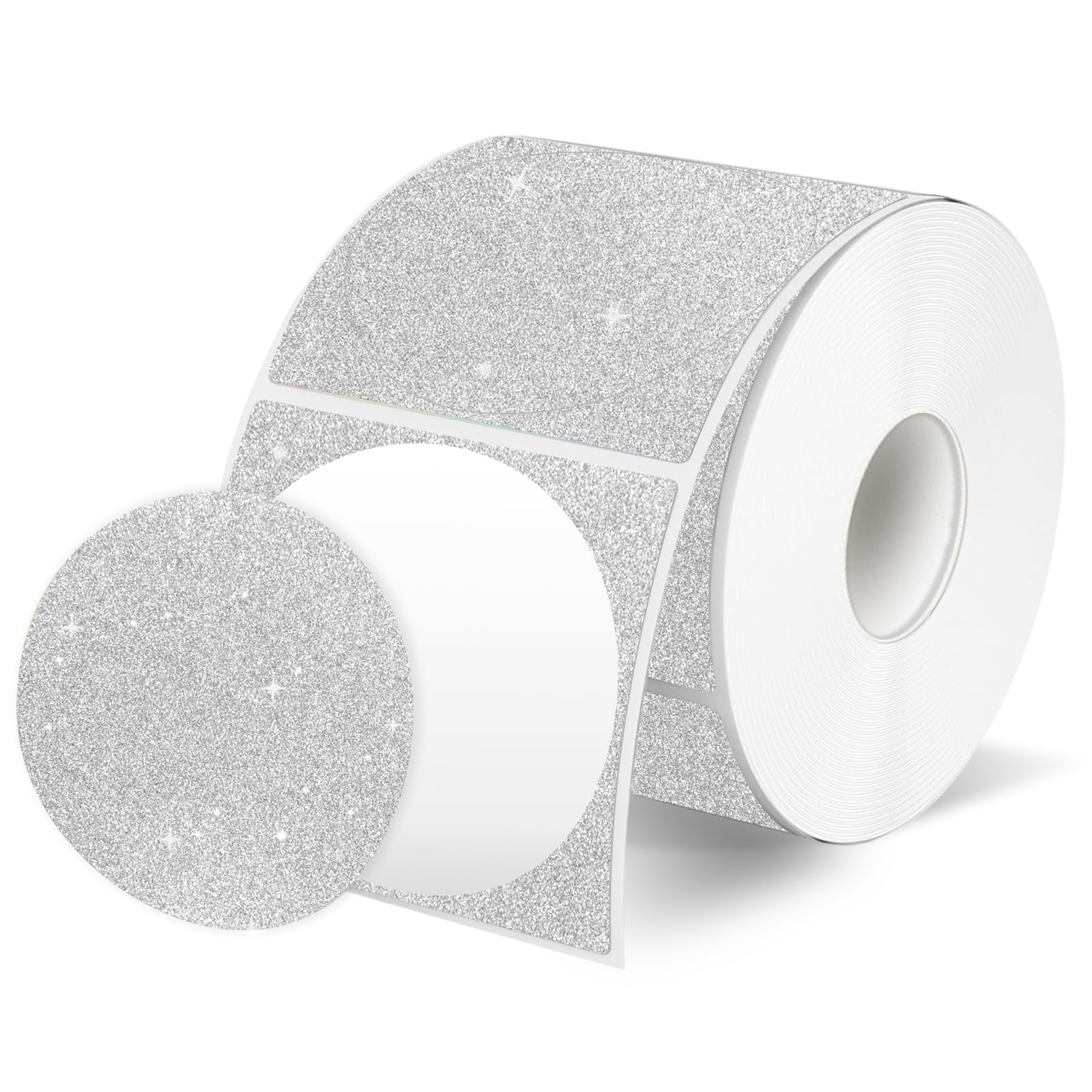 STARLIBOO 2 Inch Holographic Thermal Labels, Circle Direct Thermal Labels Stickers, Self-Adhesive Round Thermal Printer Labels for DIY Logo Design (