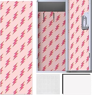 School DIY Wallpaper for Lockers 12" x 40" Removable Locker Decoration for School Office with Magnet(Pink,Lightning)