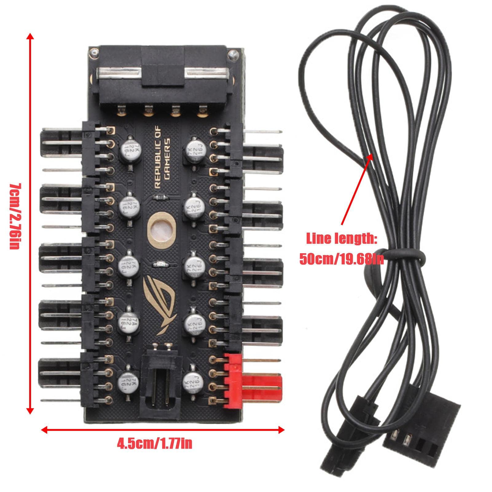 Amazon.co.jp: シャーシ ファン ハブ - 1 から 10Pin PC ファン