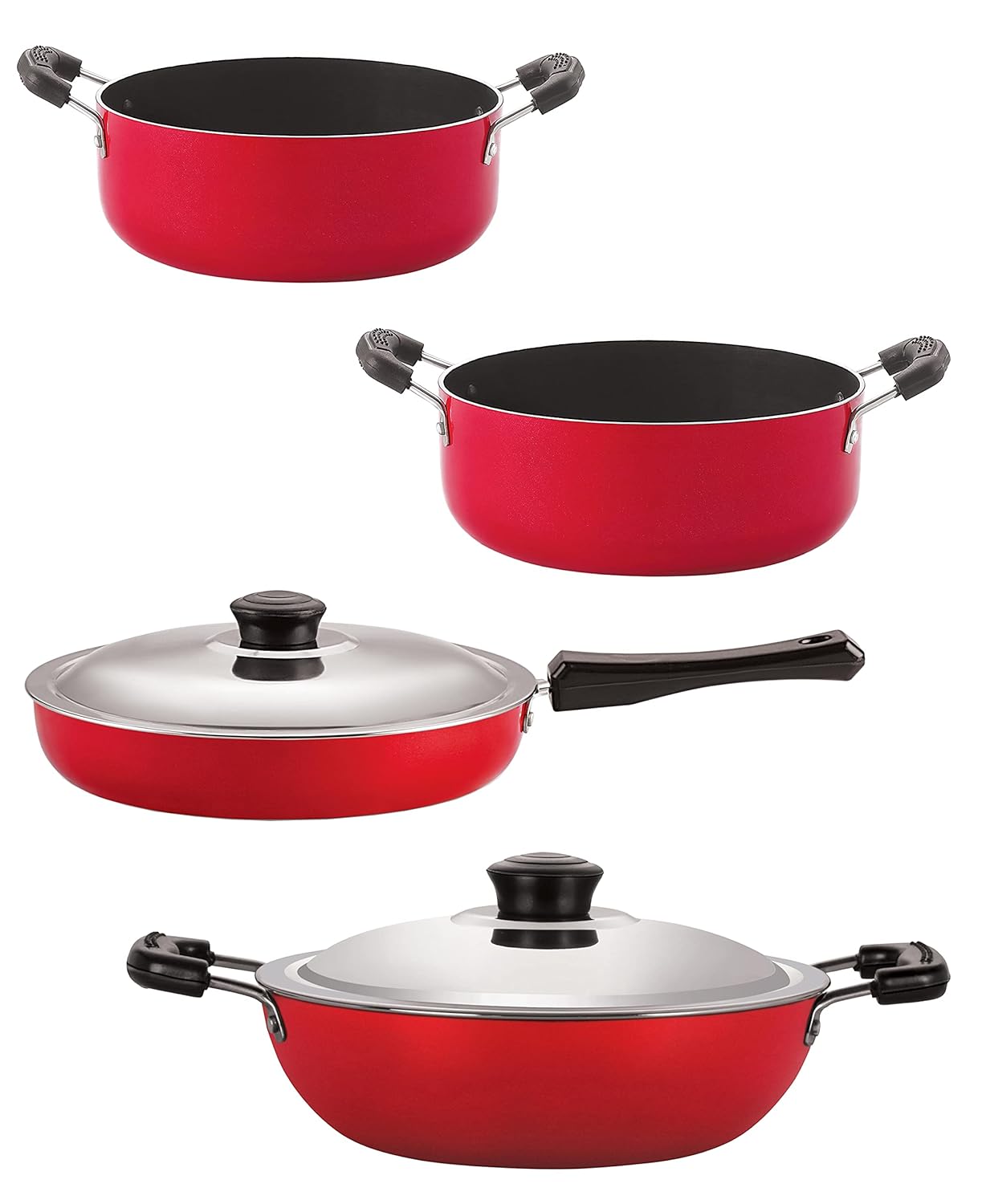 Nirlon Non Stick Combo Aluminium Cookware Set of 4 Pieces (FP10_DKD(B)_CS22_CS24)