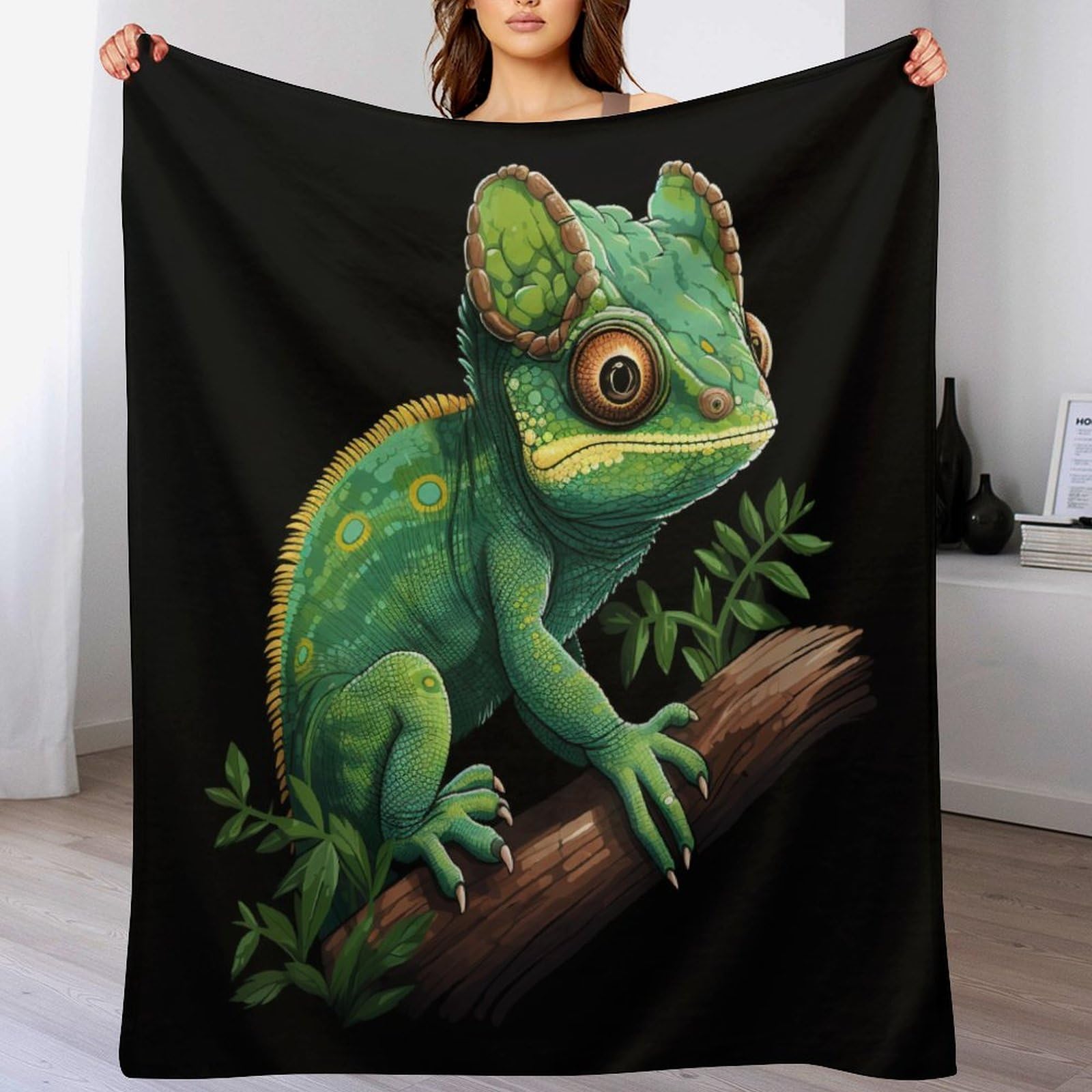 Couverture duveteuse caméléon 130x180 cm en peluche souple pour lit et canapé