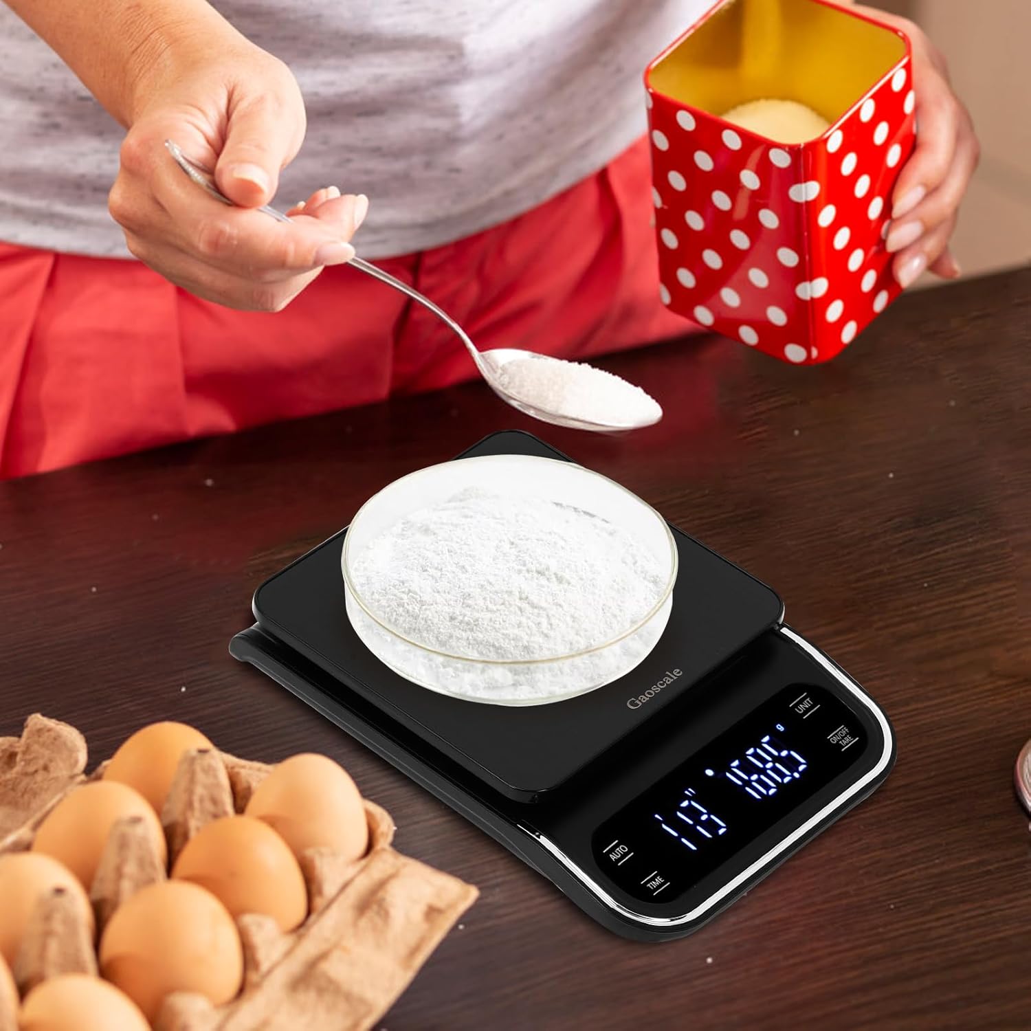Coffee Scale With Timer - Digital Espresso Scale Rechargeable, Back-Lit LCD Display, 4 Units, 3kg/0.1g High Precision