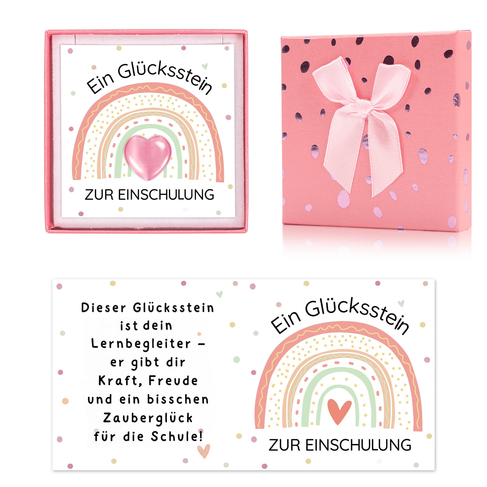 Bafiwu Schulkind 2026 Mädchen Mutstein Geschenkbox, Geschenk für Einschulung Mädchen, Glücksbringer Stein mit Karte,ideal für Schulanfang Schultüte Schulstart Geschenke