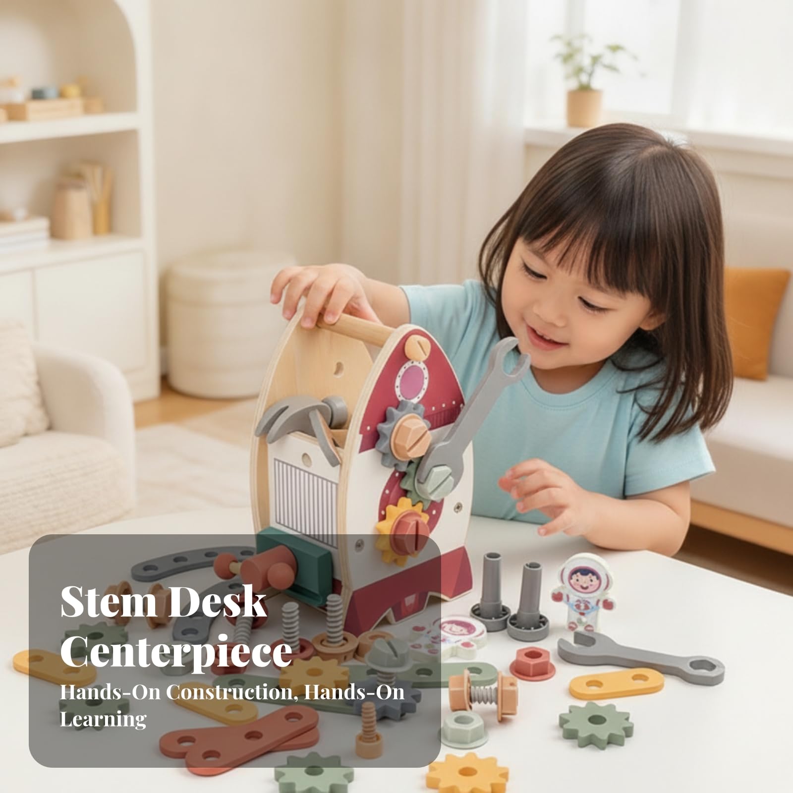 Gioco di Assemblaggio in Legno | Educativo, Multifunzione, Banco da Lavoro Giocattolo, per area giochi, Bambini Piccoli,