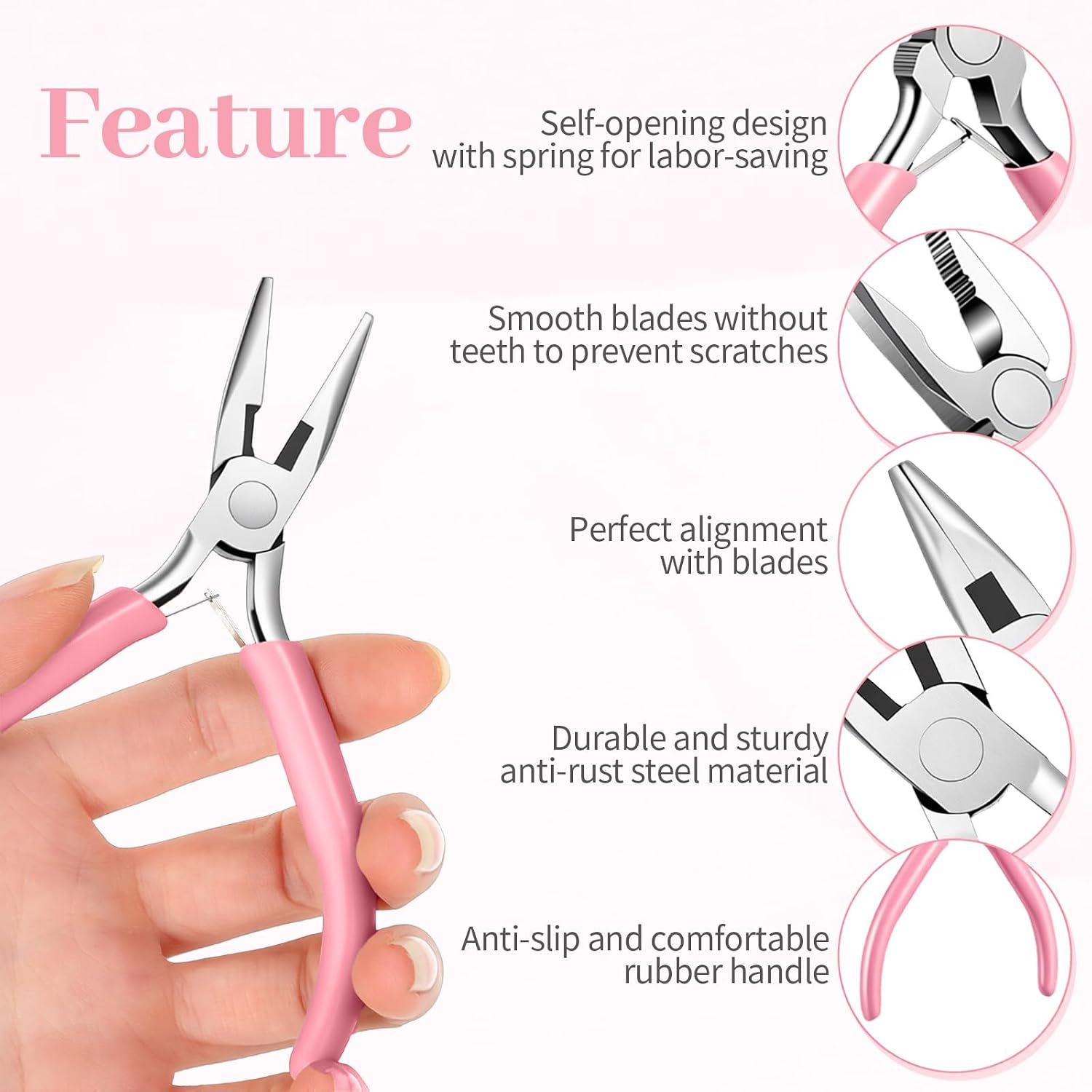 8 PCS Jewelry Pliers Tool Set, Jewelry Making Pliers Sturdy Small Plier Set | Professional with Storage Bag for DIY Handicrafts, Earrings, Bracelet, Necklaces and Multifunctional Tool Plier-Pink