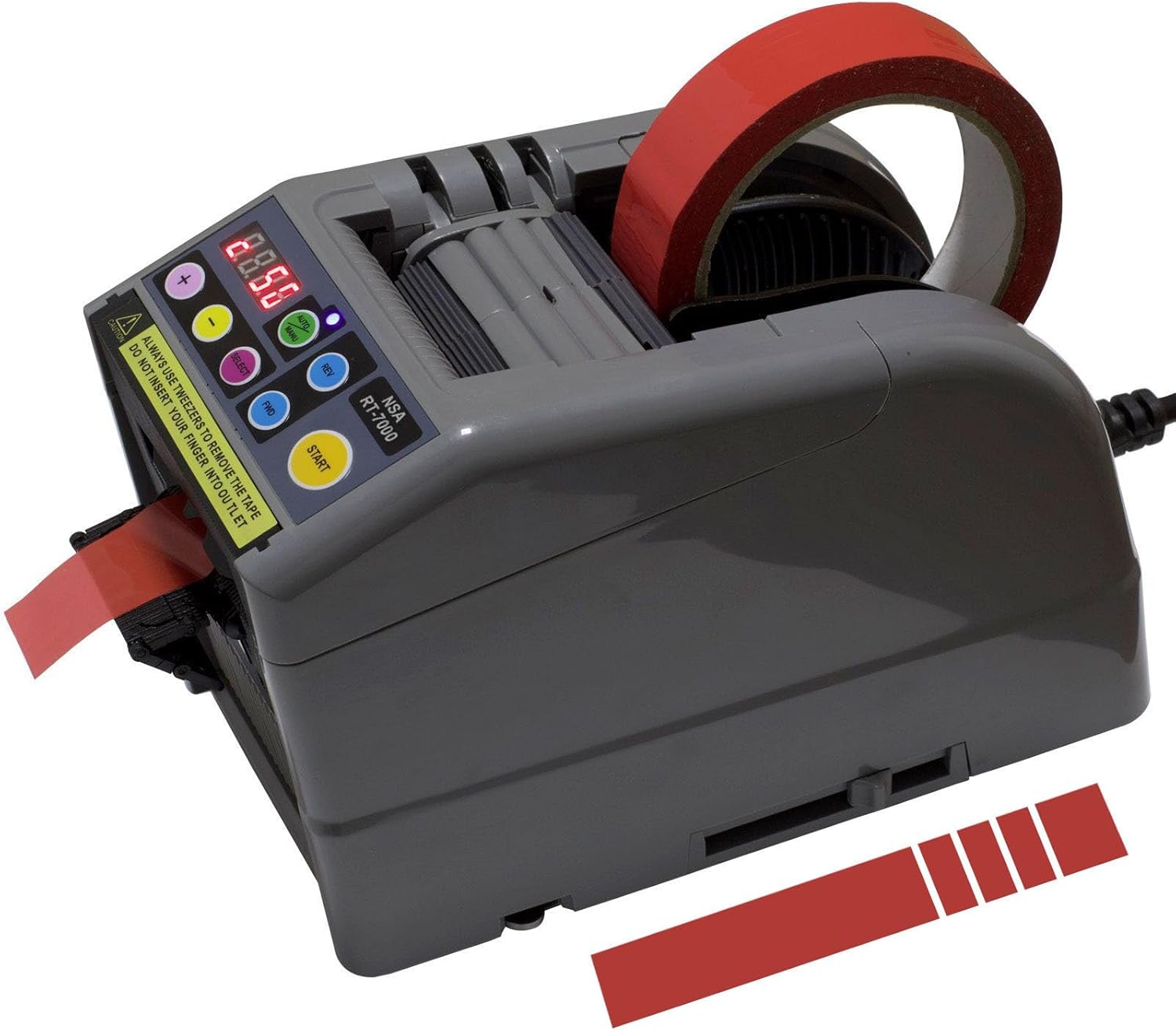 RT-7000 Automatic Sticky Tape Dispenser Loop Mode to Set Up 6 Different Tape Length and Memory Cutting in Circle/Cutting with Light Trace/Nallow Tapes Good Cutting Effiency Too