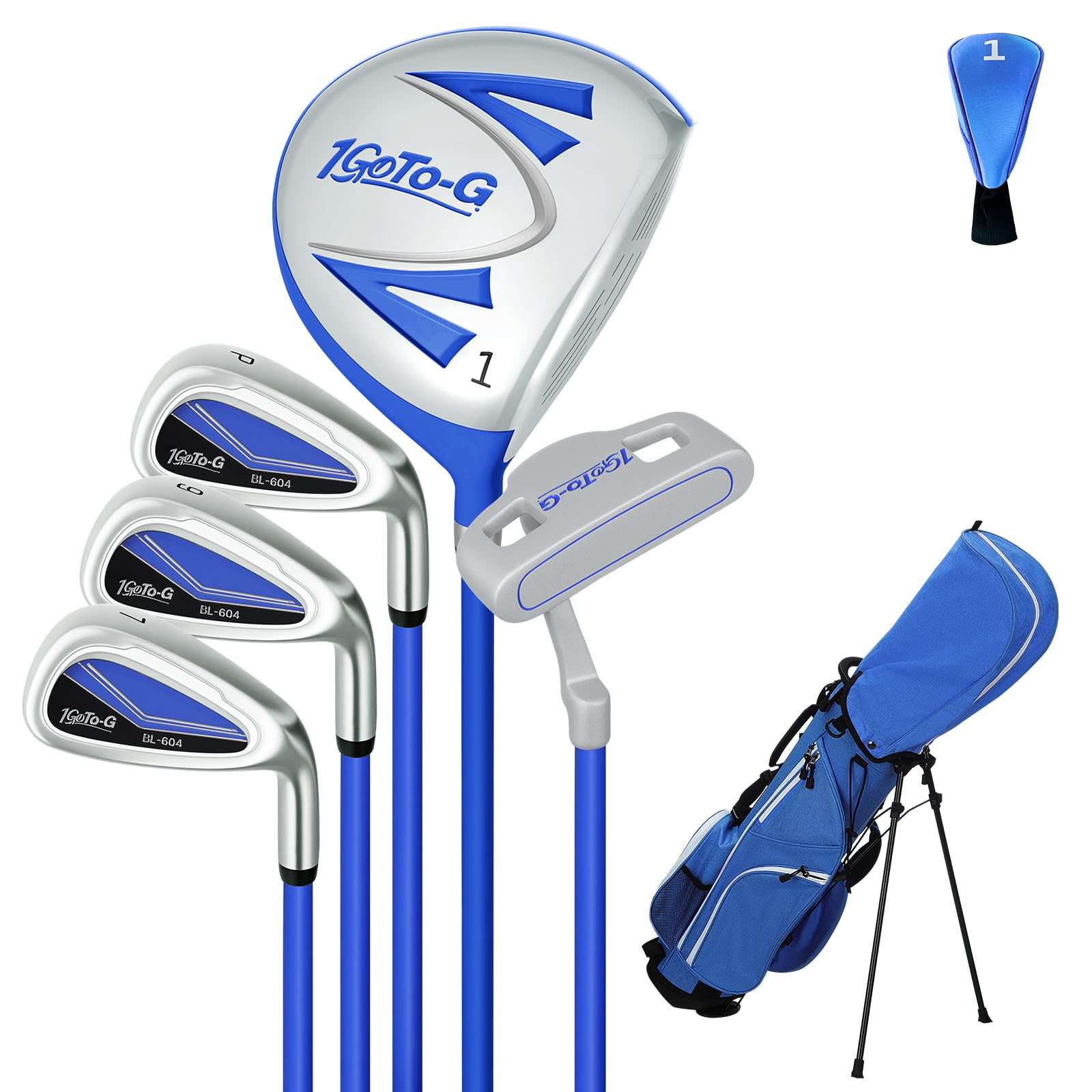 1GoTo-G Kids Golf Clubs Set, Youth Golf Clubs Junior Set Ages 9-12 Includes Stand Bag, 1# Drive, 7#, 9# PW# Irons and Putter Right Hand for Boys Girls