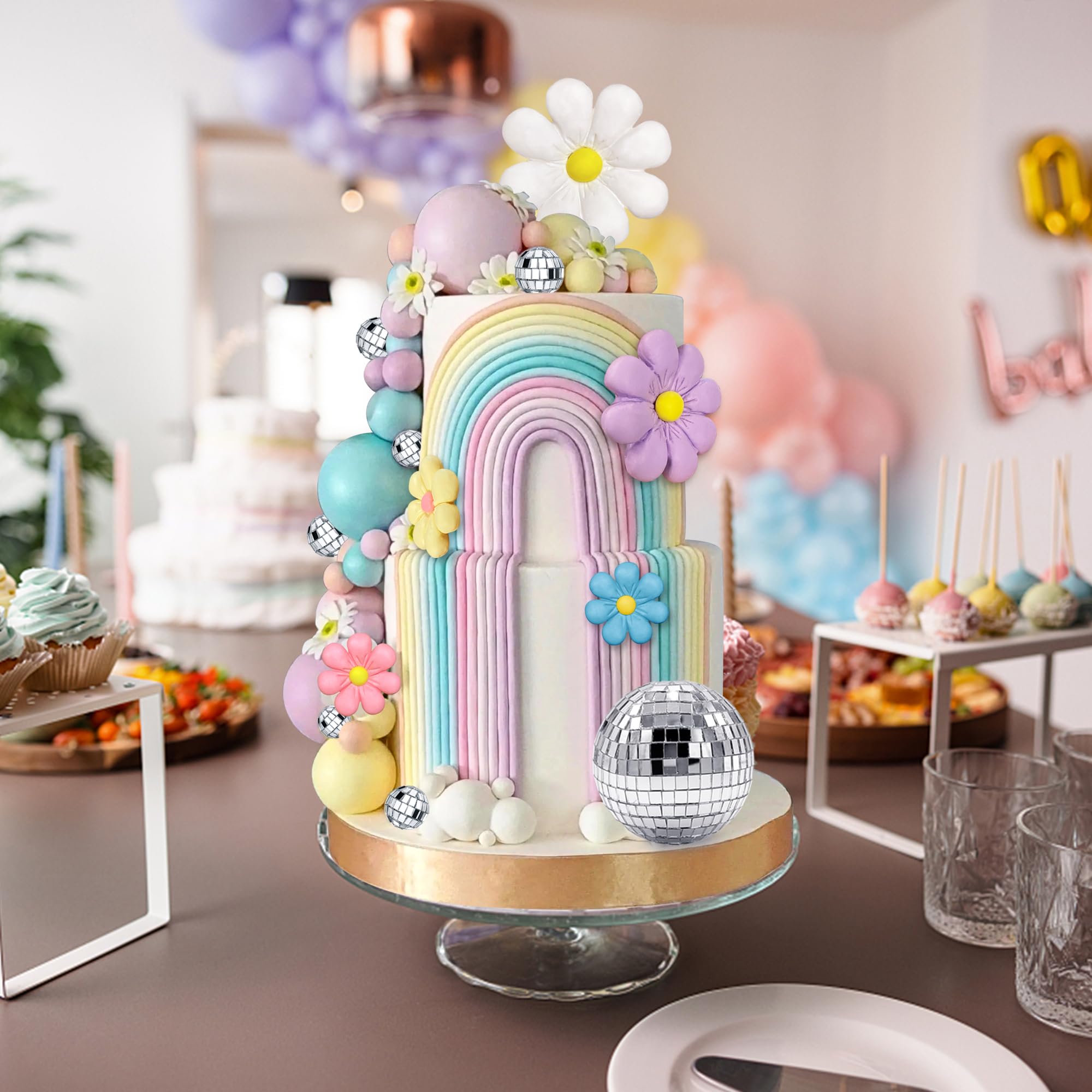 40 Pcs Mini Balloon Cake Toppers Colorful Rainbow Cake Topper...