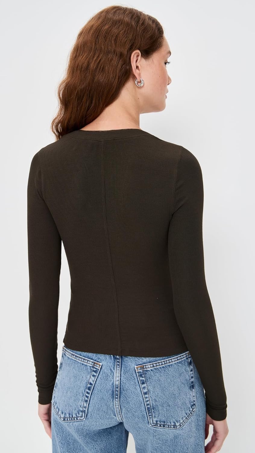 FRAME Women's The Mesh Trim Rib Henley - Image 3