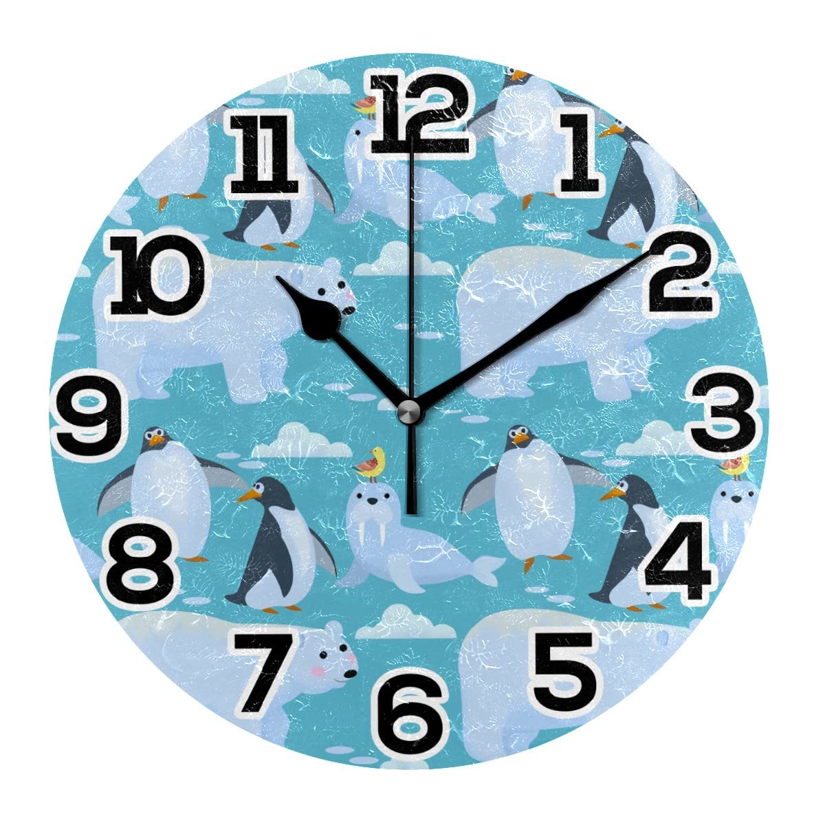 Horloge murale ours polaire 25 cm silencieuse pour chambre d'enfant