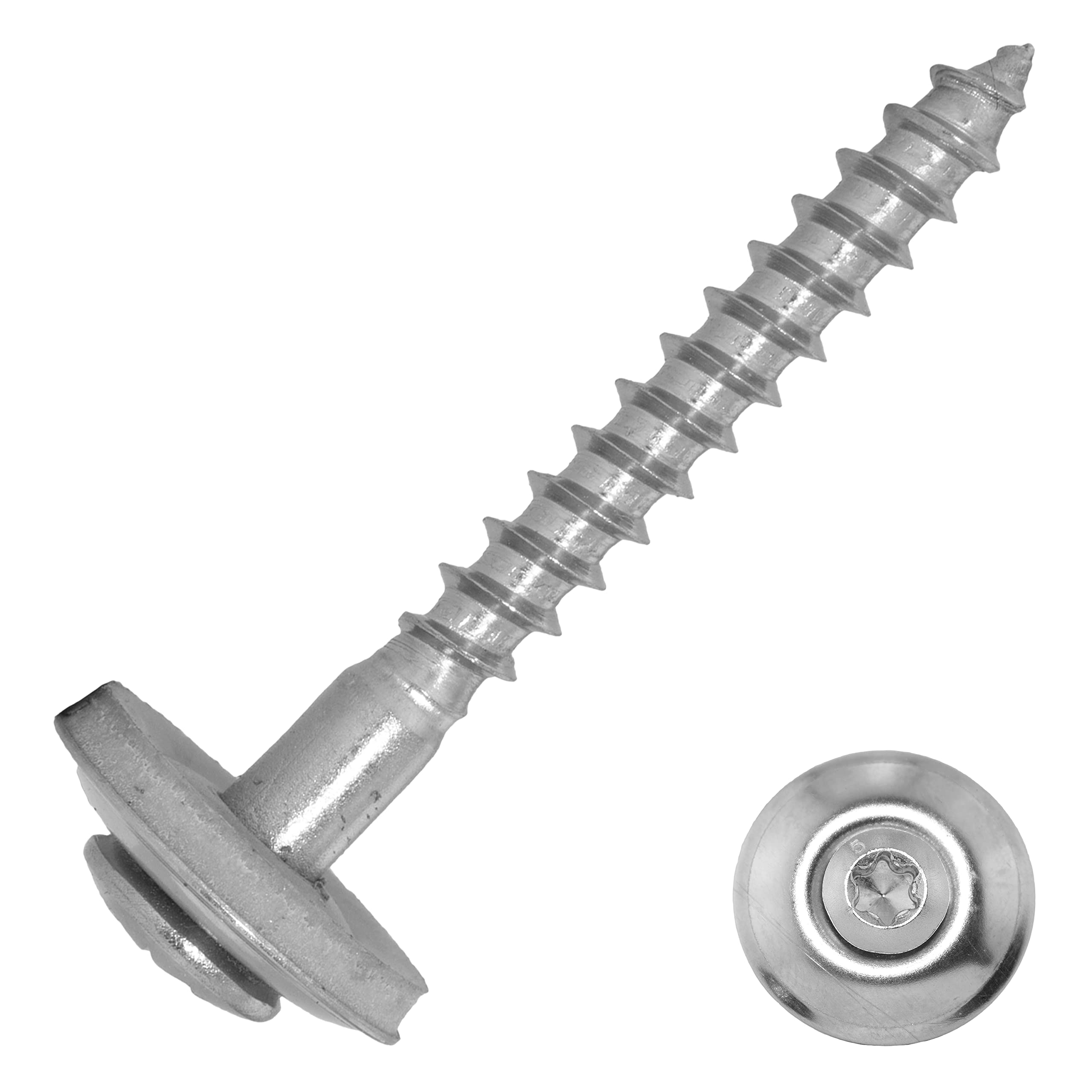 Spenglerschrauben 4,5 x 100 mm mit Dichtscheibe (15 mm) und Innensechsrund (ISR) aus Edelstahl A2 (200 Stück) | Edelstahlschrauben | ähnl. DIN 7995