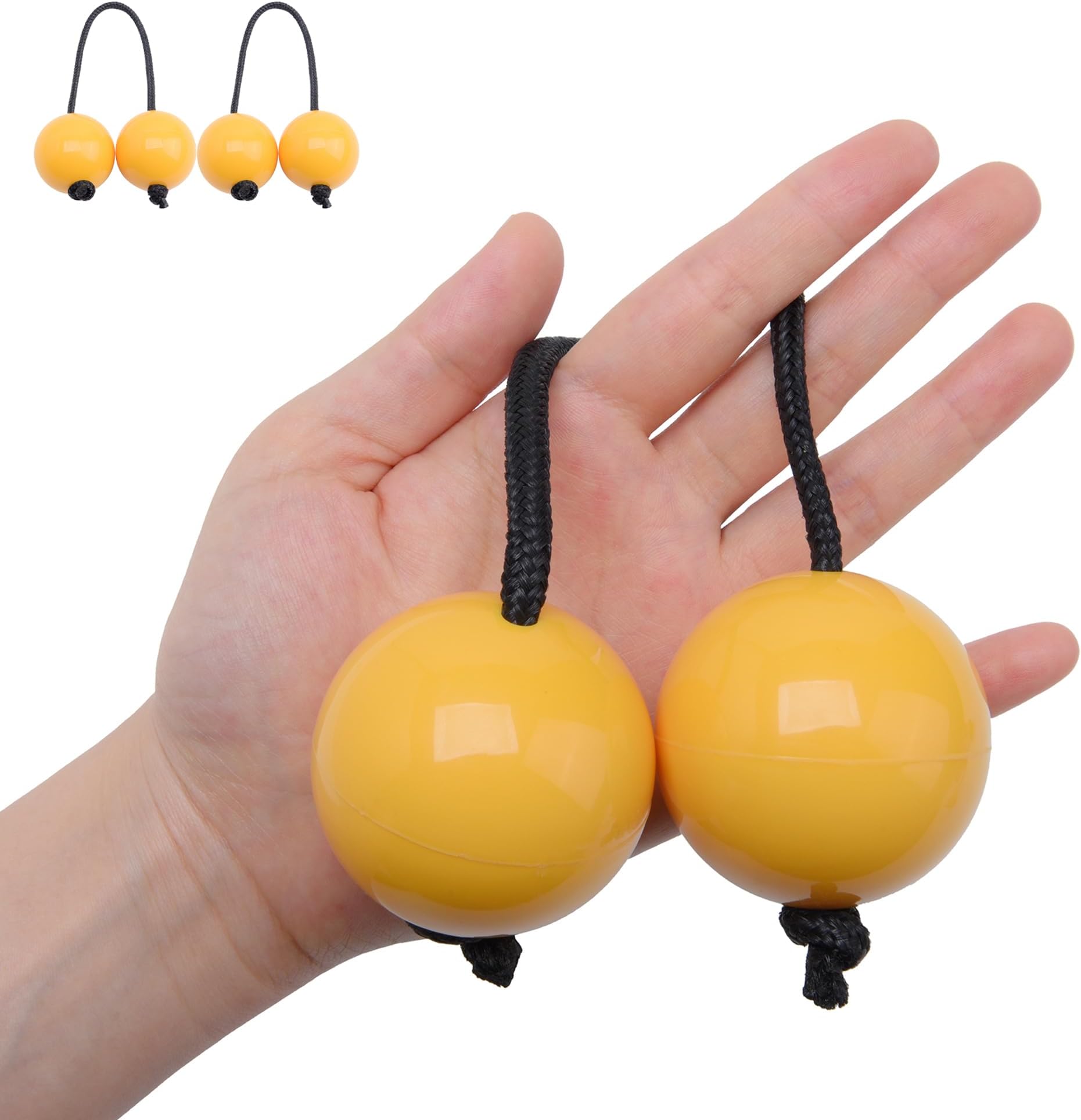 2 Pairs Aslatua Shakers, Kashaka Musical Percussion Instrument African Asalato Shaker Rhythmic Balls, Yellow