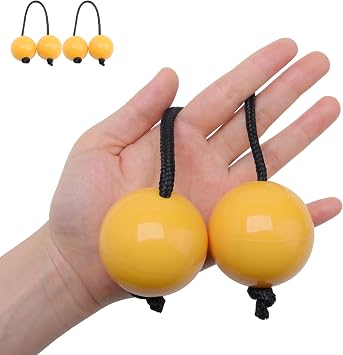 MGTECH 2 Pack Asalato Kashaka Shaker Balls, Traditional African Aslatua Rhythm Instrument, Yellow