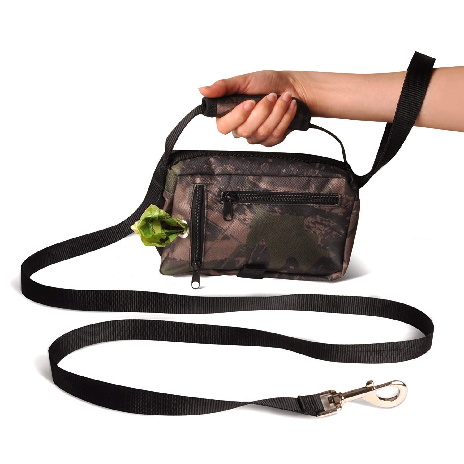 Dog Leash with Built in Plastic Bag Dispenser and Storage Compartment 3-N -1 Storage for Your Keys, Phone, Treats, Toys, Water Bottle, Flashlight, Hand Sanitizer, Pepper Spray and So Much More