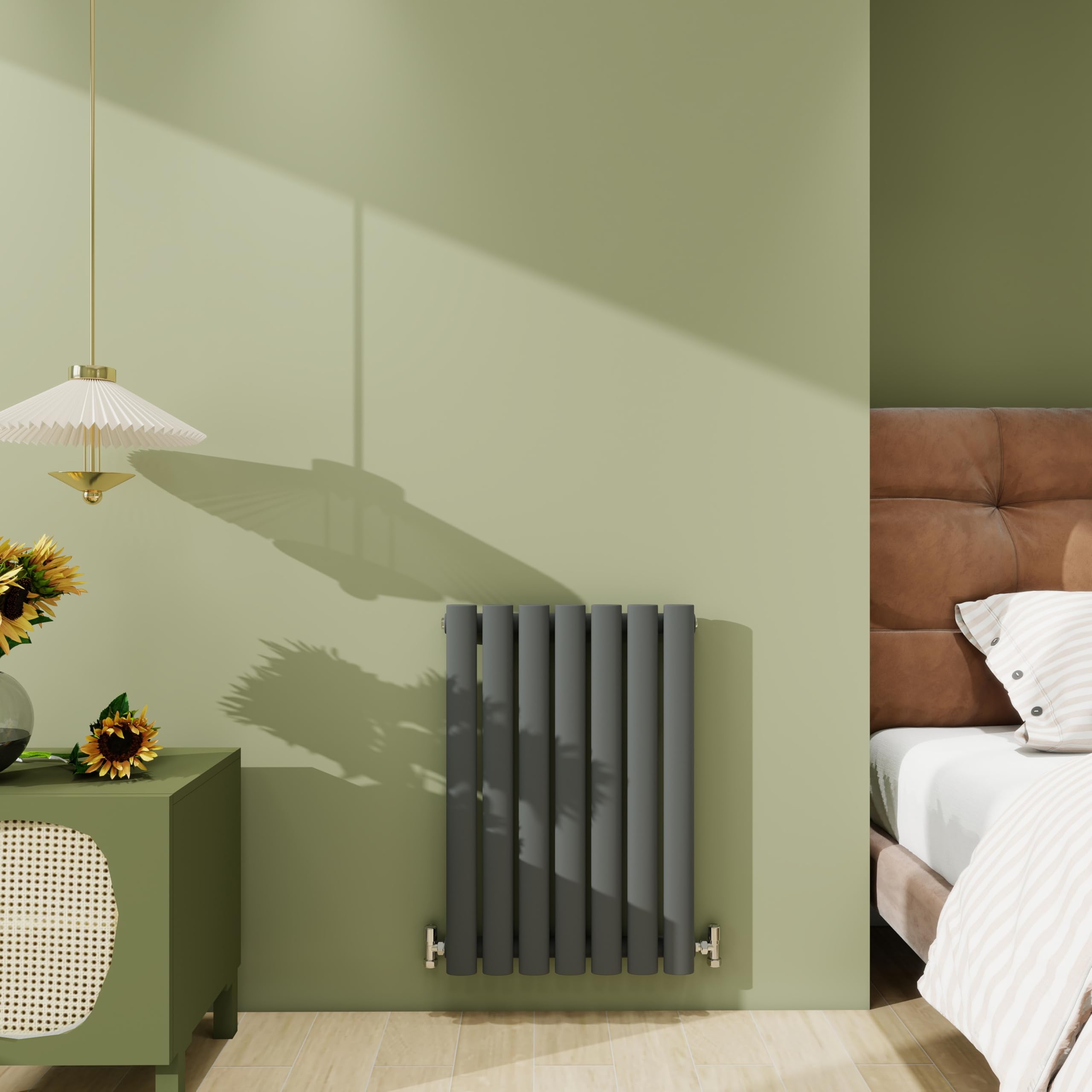 Biubiubath Radiator 600×413mm Anthracite Horizontal Single Oval Column Designer Central Heating Rad 1124 BTU