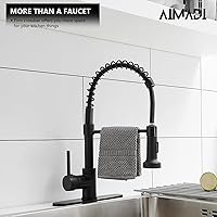 Vista 75 de AIMADI Matte Black Kitchen Faucet,Black and Gold Kitchen Faucet with Pull Down Sprayer Commercial Single Handle Spring Sink Faucets Suitable for