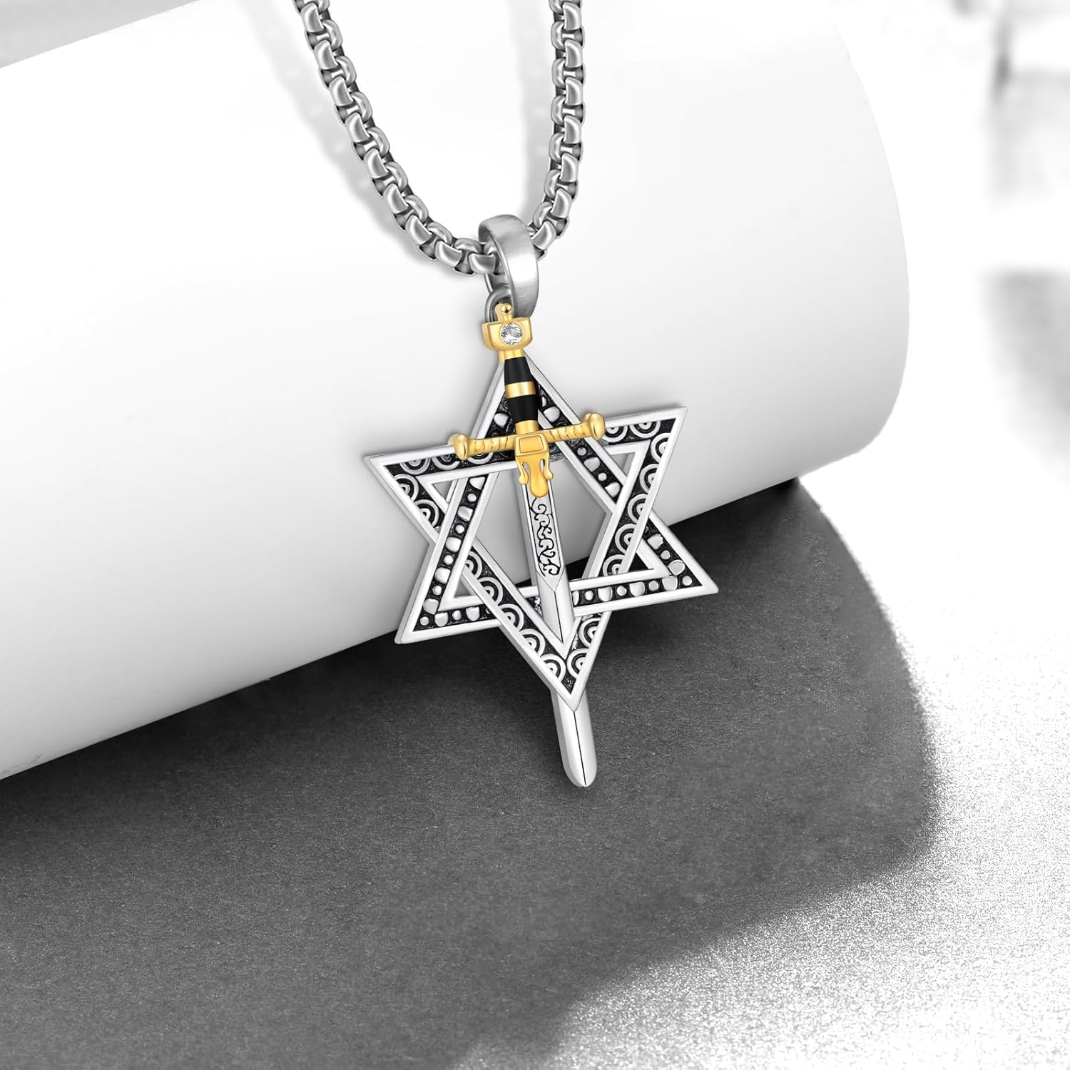Star of David Necklace for Men 925 Sterling Silver Solomon Sword Star of David Necklace Jewish Jewelry for Men Women - Image 2