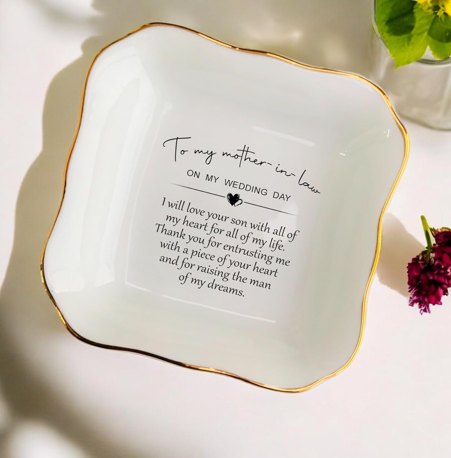 Ceramic Jewelry Dish, Mother-in-Law Gift for Mother of The Groom Wedding Day-Wedding Gift from Bride-Mother in Law Gifts - Image 5