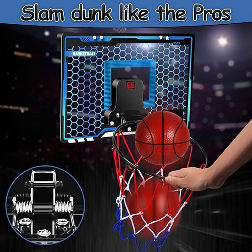 Miniatura 4 de Aro de baloncesto para interiores, aro de baloncesto con luz LED con marcador electrónico, 3 modos de juego, aro de baloncesto para puerta para