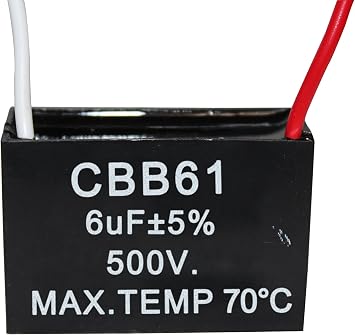 CompStudio 1PC 500V 6UF CBB61 Terminal Ceiling Fan Motor Running Rectangle Capacitor 2 wires