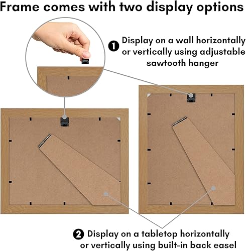 Miniatura 6 de Americanflat - Marco de diploma de 8.5 x 11 pulgadas color roble, con vidrio inastillable, formatos horizontal y vertical para pared y mesa