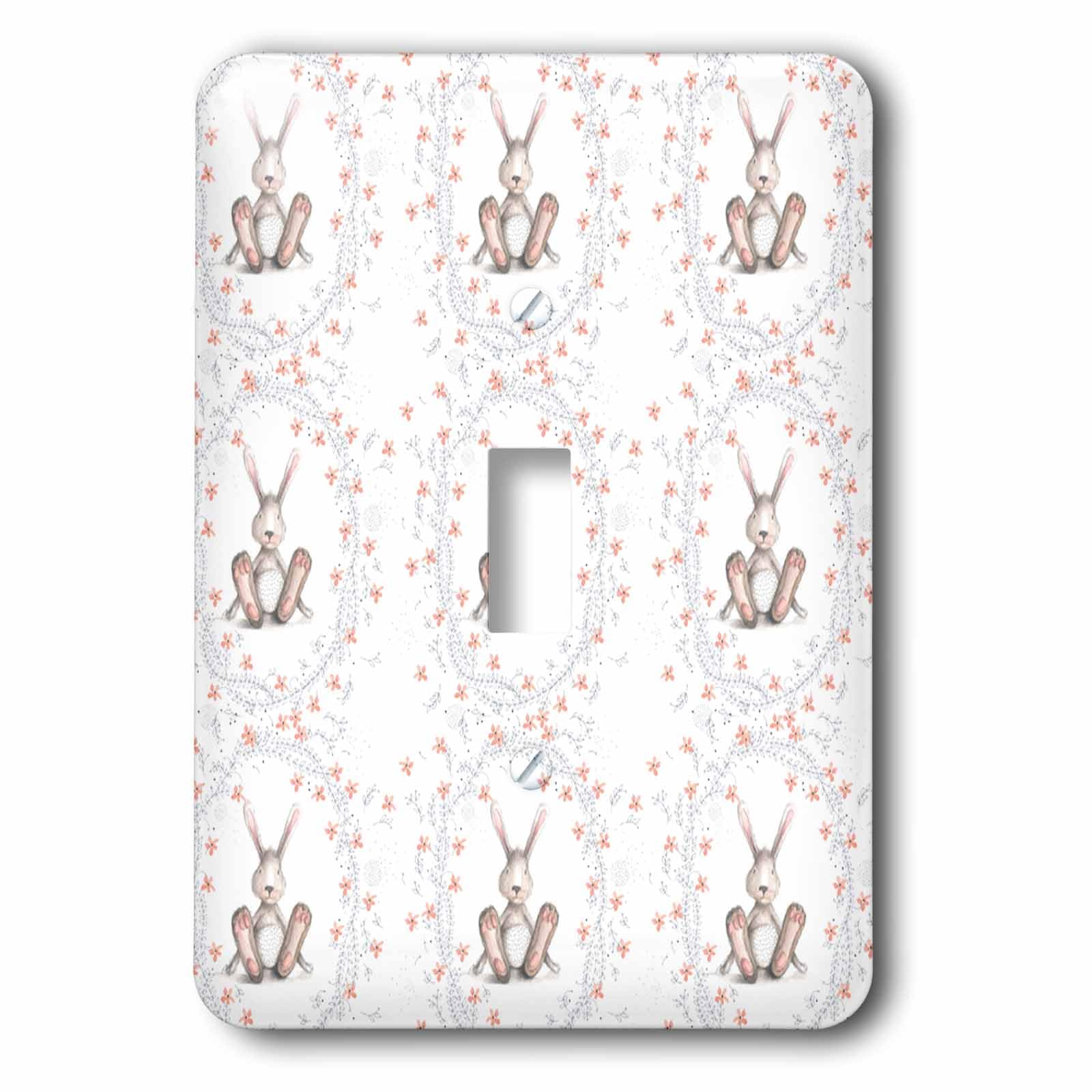Interrupteur à baïonnette motif lapin floral pour chambre d'enfant cosy