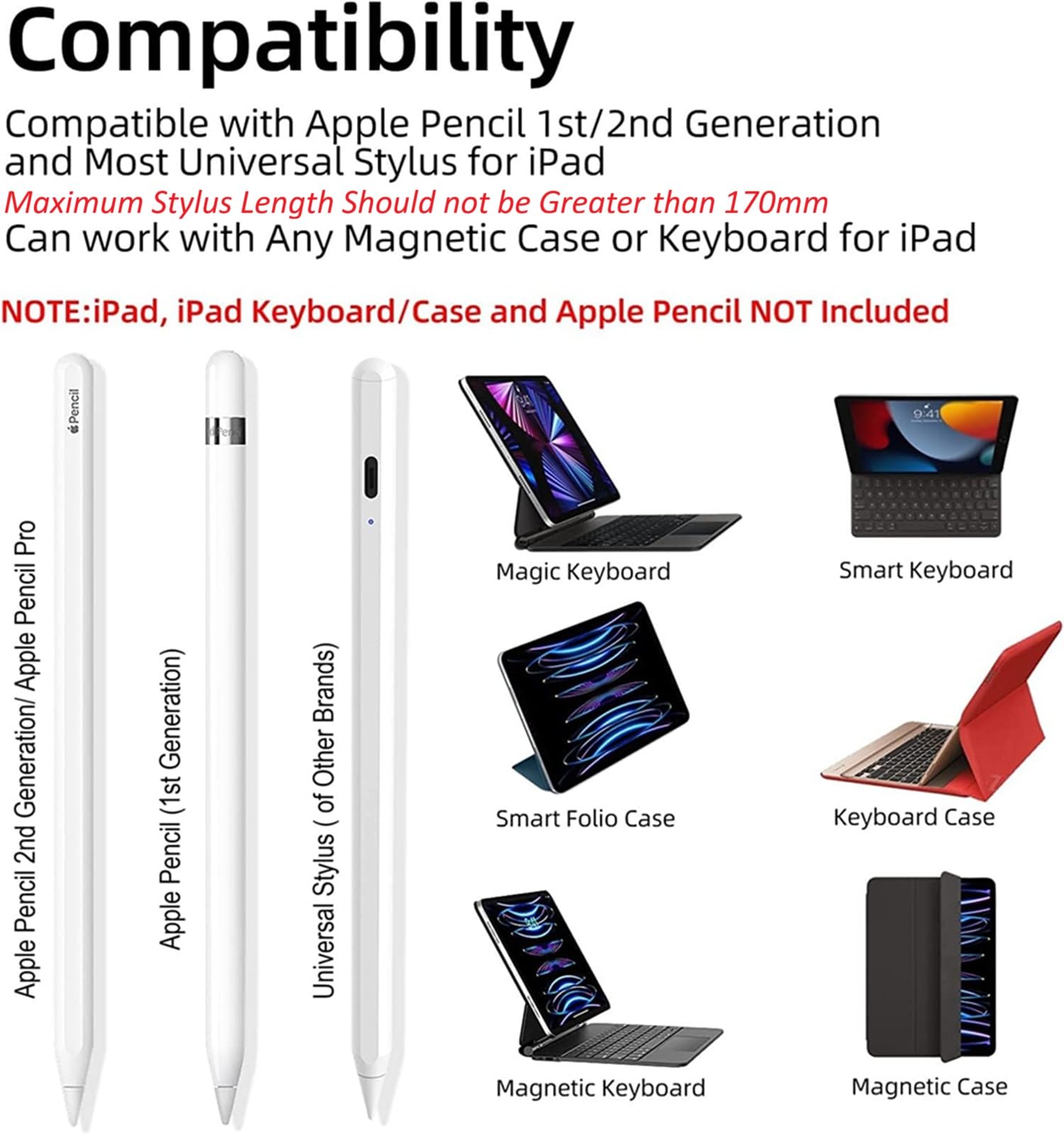 Pencil Holder Compatible with Apple Pencil 1st/2nd Generation/Pro