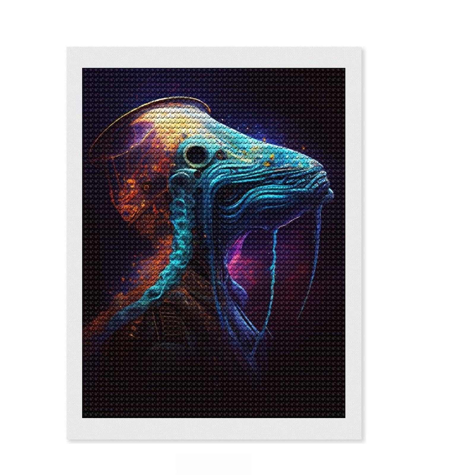 Junmoney Alien Portrait 5D Diamond Painting Kit 12"x16", Wall Art Gift, Sparkling Crystal Beads, Boho Decor, Artistic Hobby, Winter Craft